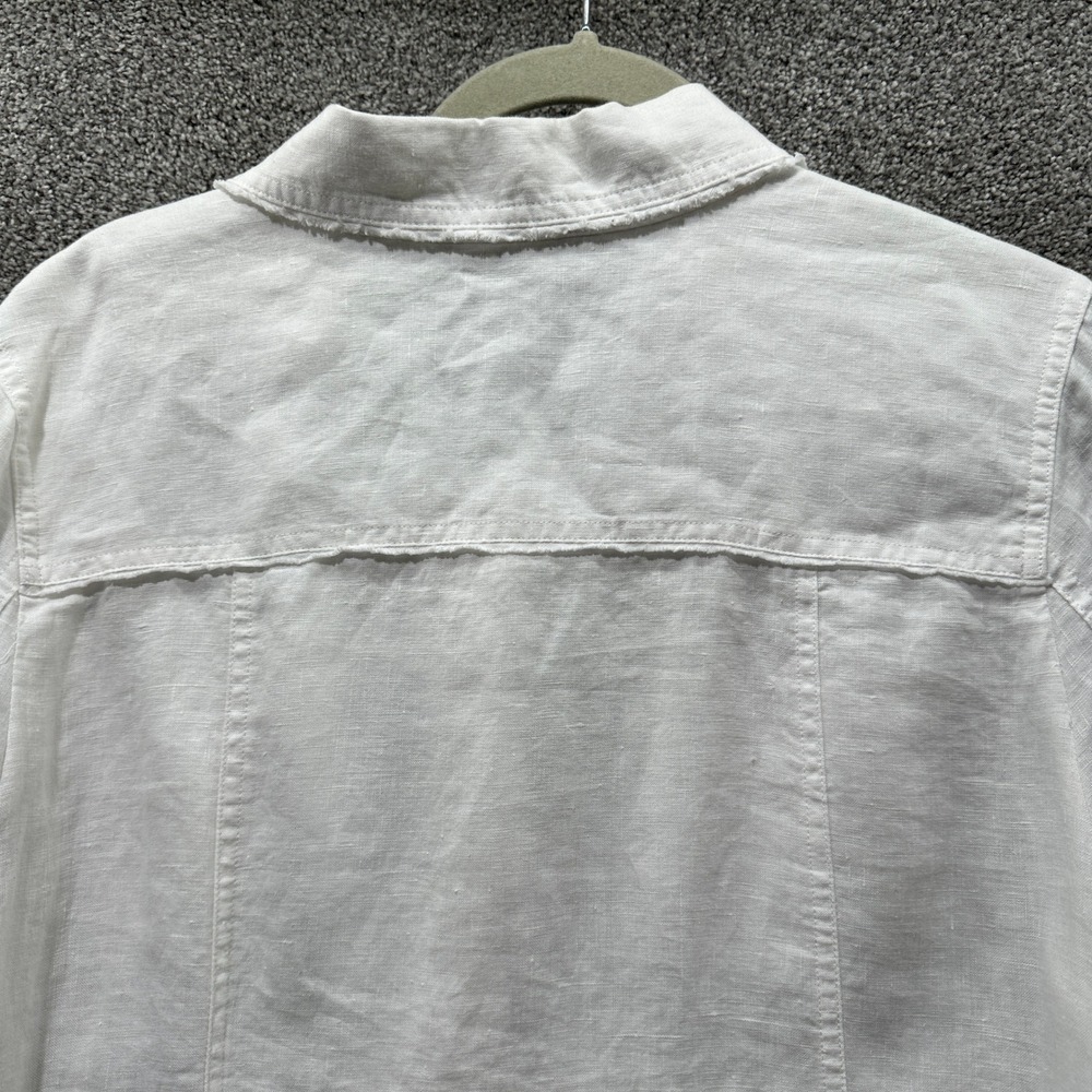 Tommy Bahama Two Palms Linen Raw-Edge Jacket White Women XL Coastal Beach Casual - Picture 9 of 10